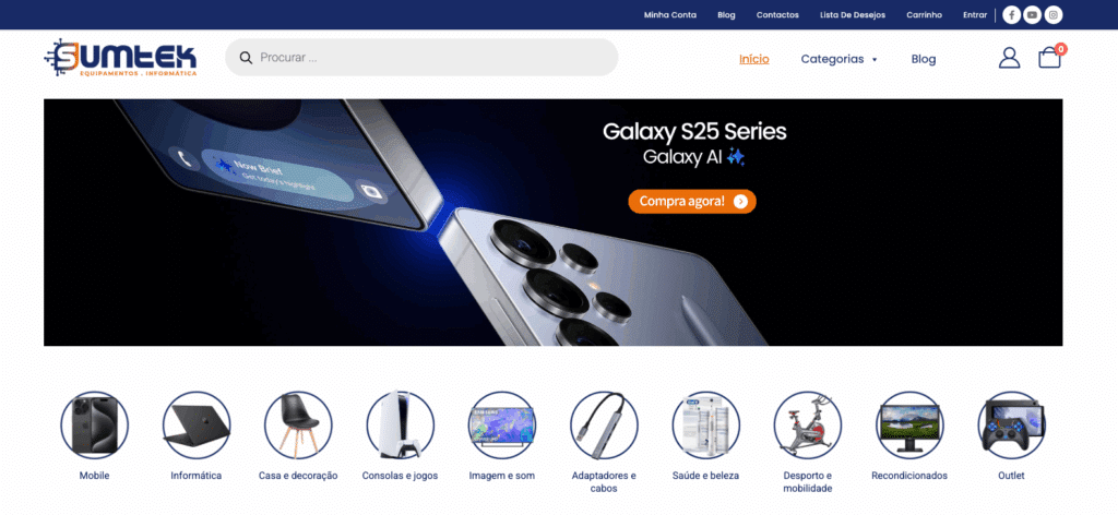 Website Sumtek apresentado no portfólio We For Bit