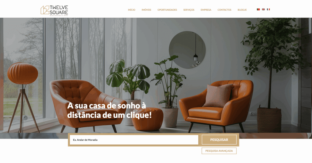 Website Twelve Square apresentado no portfólio We For Bit