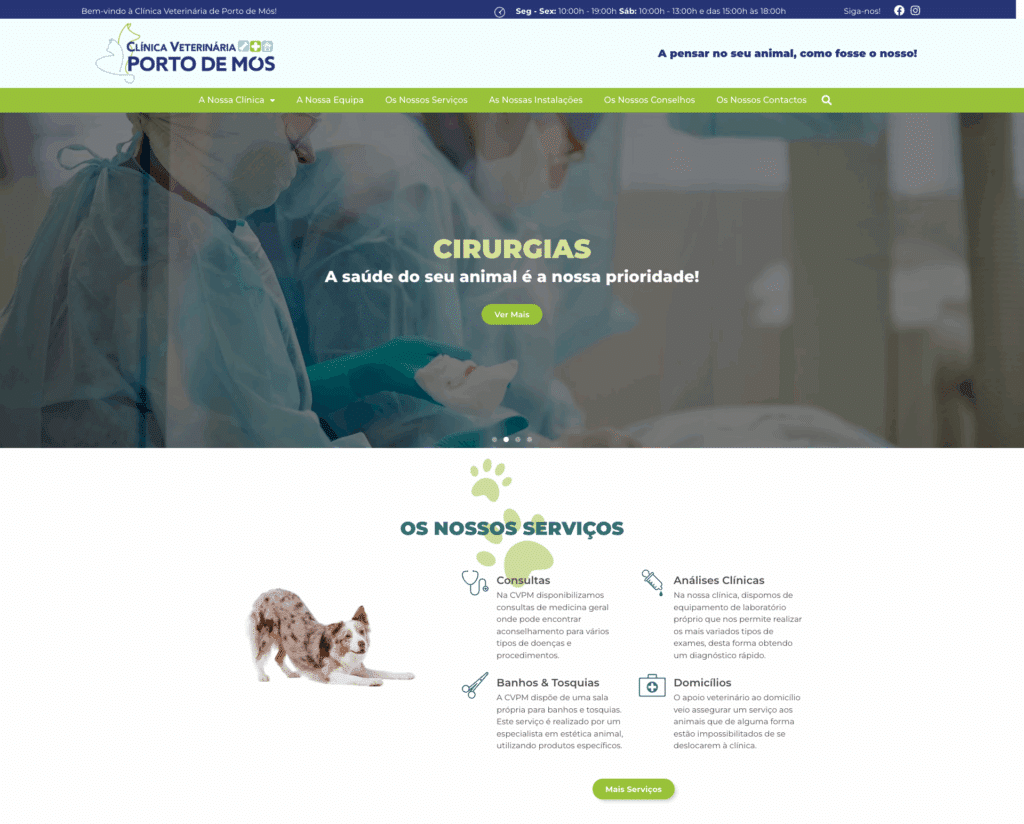 Website VetPortodeMos apresentado no portfólio We For Bit